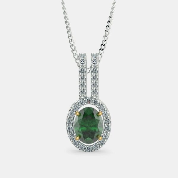 Emerald Pure silver necklace