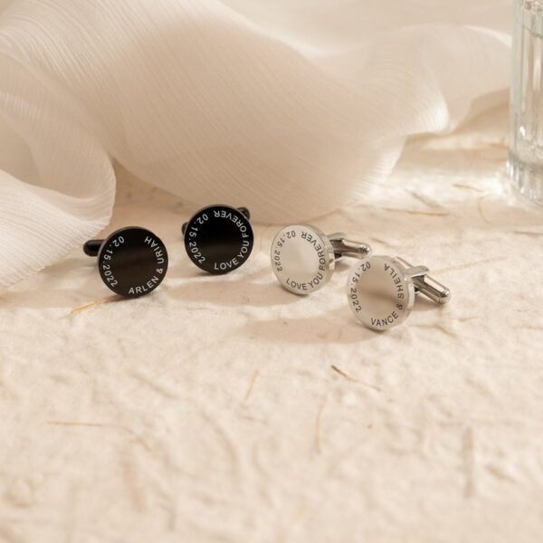 Customized Name & Date Cufflinks - Image 3