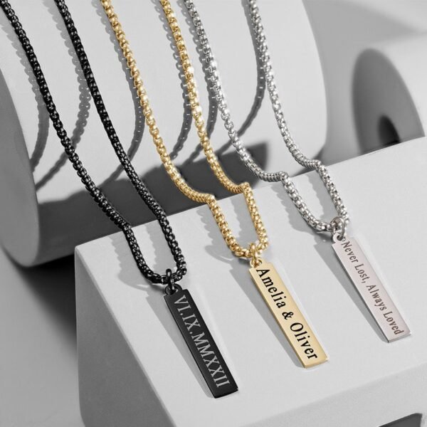 Personalized Men's Bar Necklace - Image 4