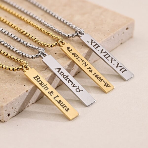 Personalized Men's Bar Necklace - Image 5