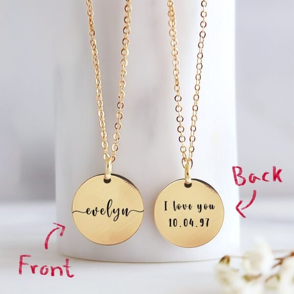 Disc Custom Name Necklace - Image 2