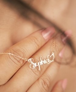 Name Necklace with Cute Heart